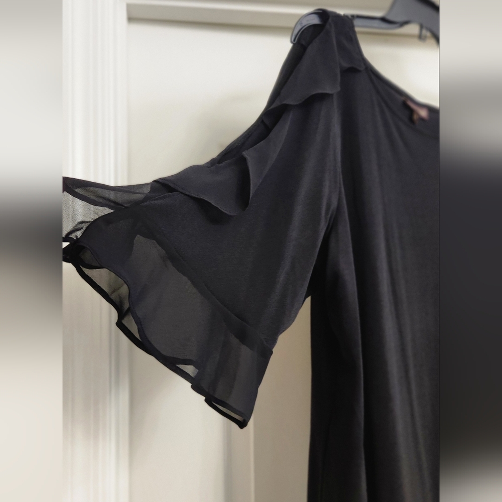 Bold Elements Elegant Black Ruffle Cold Shoulder … - image 3